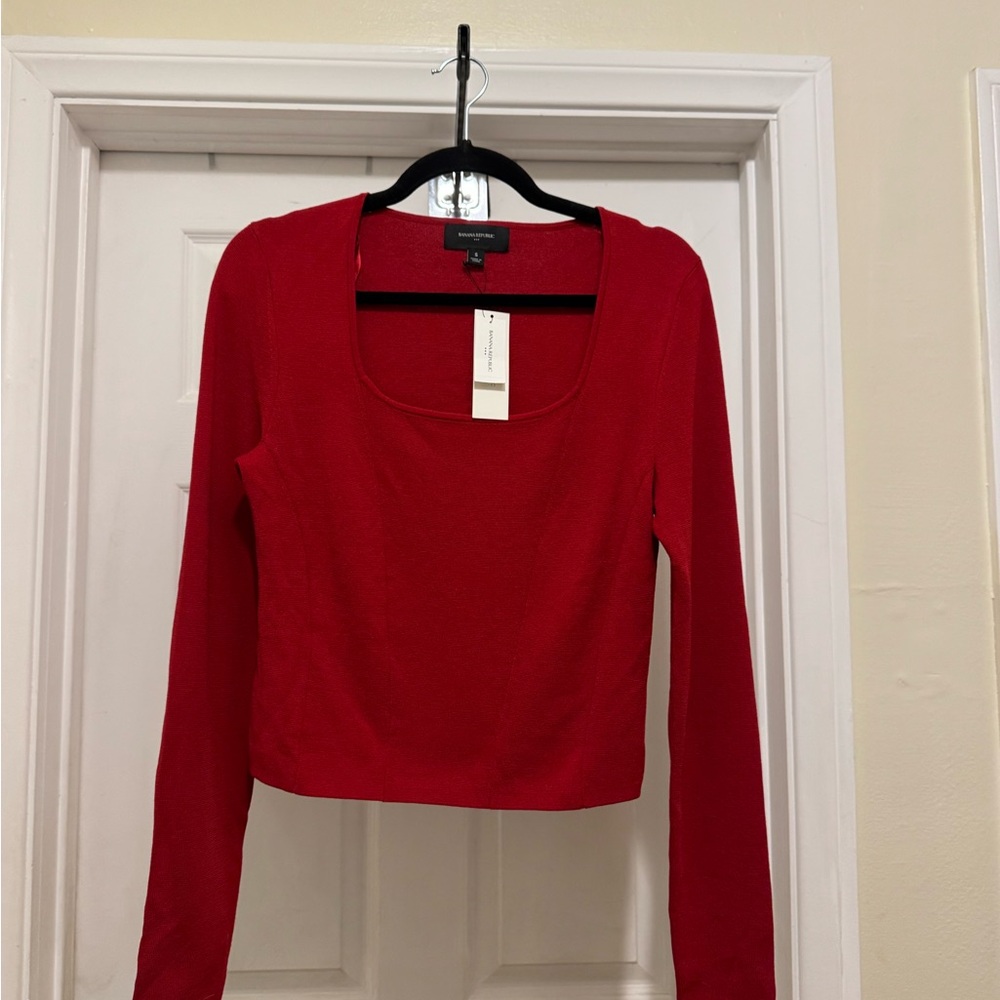 Banana Republic Elegant Red Long Sleeve Top